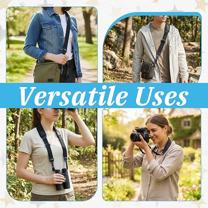 Binocular Strap Camera Shoulder Strap with Pad, 2 Sets of Quick Release Buckles, Shoulder Straps with Pad, Adjustable Between 39" to 63", Replacement Comfortable Neck Lanyard for Camera, Luggage Bag
