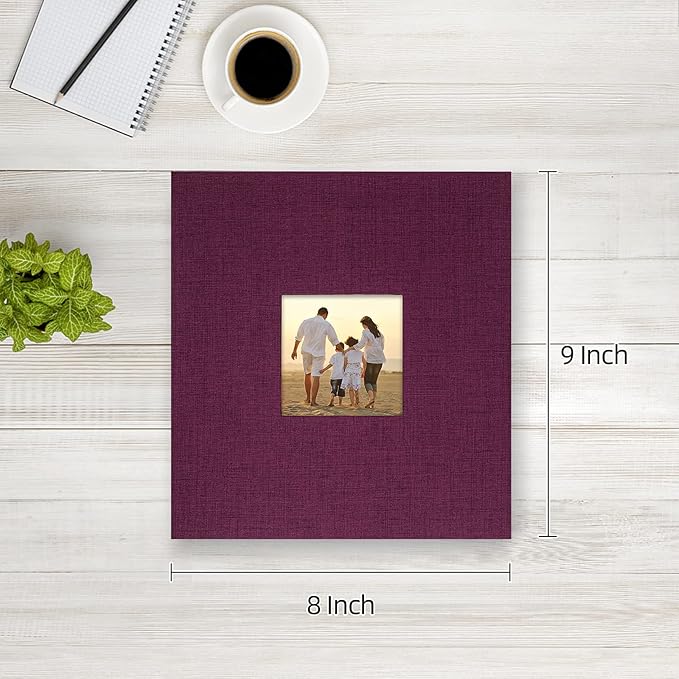 potricher Small Photo Album 4x6 200 Photos Linen Cover Picture Photo Book for Family Wedding Anniversary Baby Vacation (Purple,200 Pockets)