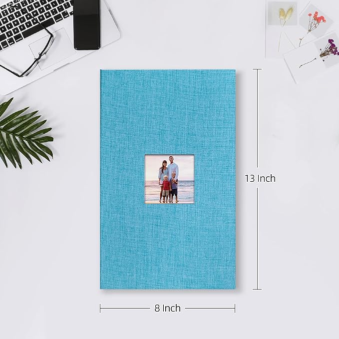 Mublalbum Small Photo Album 4x6 300 Photos Linen Cover Picture Book with Horizontal Pockets for Wedding Family Anniversary and Baby (Blue)