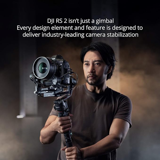 DJI RS 2 Full-Color LCD Touchscreen Gimbal Stabilizer with Cinematic Sharpness, Titan Stabilization Algorithm, Carbon Fiber Axis Arm, and Built-in Front Dial (Renewed)