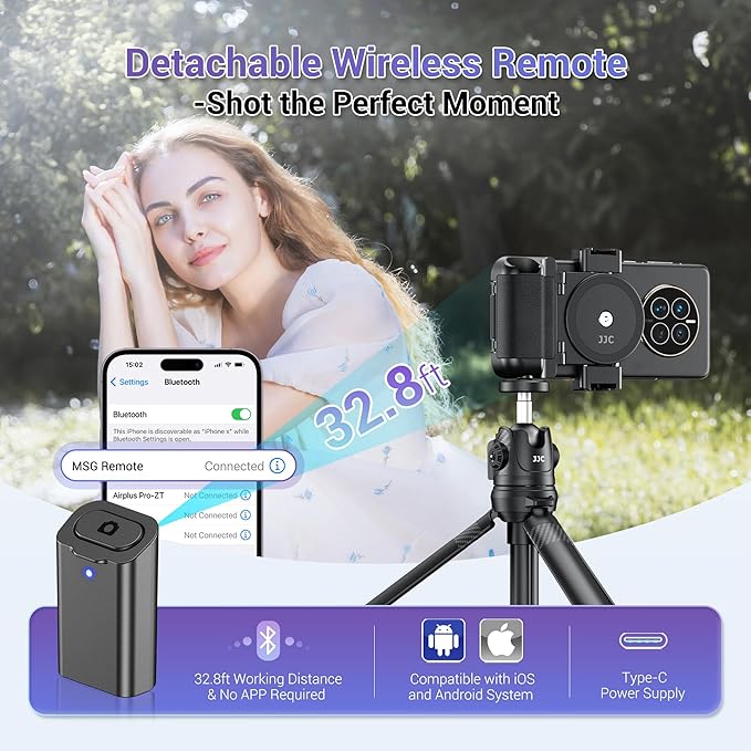 Phone Camera Grip Smartphone Photography Shooting Clip with Tripod Mount & Detachable Wireless Shutter Remote Control, Phone Selfie Grip Handle Stand for iPhone Samsung Android Phone Vlog Video Pink