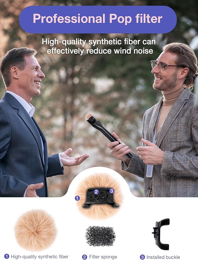 YOUSHARES Microphone Wind Muff Compatible with DJI Mic Mini - 2 Packs Furry Windproof Cover Suitable for DJI MINI 2024 Wireless to Reduce Wind Noise