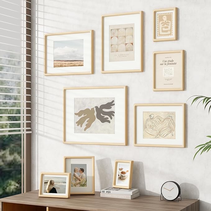 5x7 Picture Frame, USA-Sourced Natural Maple Wood Photo Frame with Tempered Glass, Handcrafted Rounded Corner 5 x 7 Wooden Frame Matted to 4x6 Photos, Wall or Tabletop Display