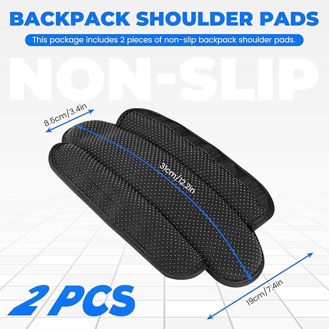 2 Pack Shoulder Strap Pads with Non-Slip Dots, Breathable Ultra Thick Shoulder Pads Cushion for Backpack Straps, Crossbody Bag, Guitar, Belt, Camera, Black