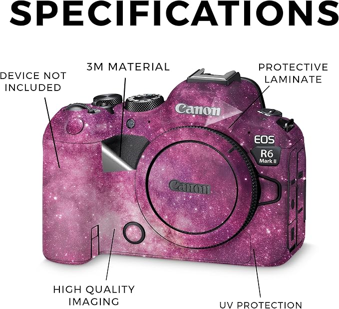 Camera Skin Compatible with Canon EOS R6 Mark II Camera (2022) - Pink Stars - Premium 3M Vinyl Protective Wrap Decal Cover - Easy to Apply | Crafted in The USA by MightySkins
