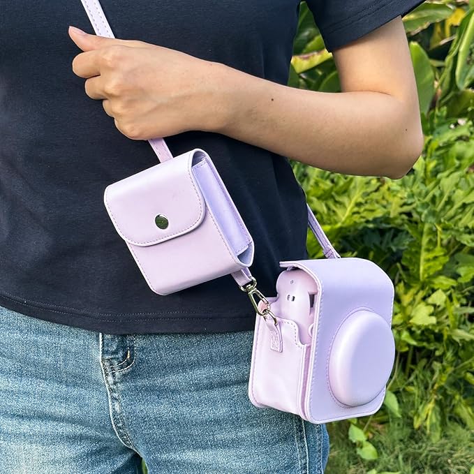 WOGOZAN Square Album for Fujifilm Instax Square/SQ1/SQ40/SQ6/SQ10/SQ20/SP-3 Instant Camera 2.9x3.4 Inch Film for Instax Square Film, Photo Album for Polaroid Mini Pictures, SQ Photo Pouch Bag (Purple)