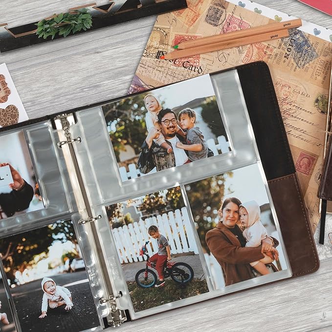 Samsill 50 Pack Ultra Clear 4x6 Photo Album Pages for 3 Ring Binder, Mixed Format, Archival Photo Sleeves, Photo Holders, 3 Pocket Top Loading, 300 Total Photos