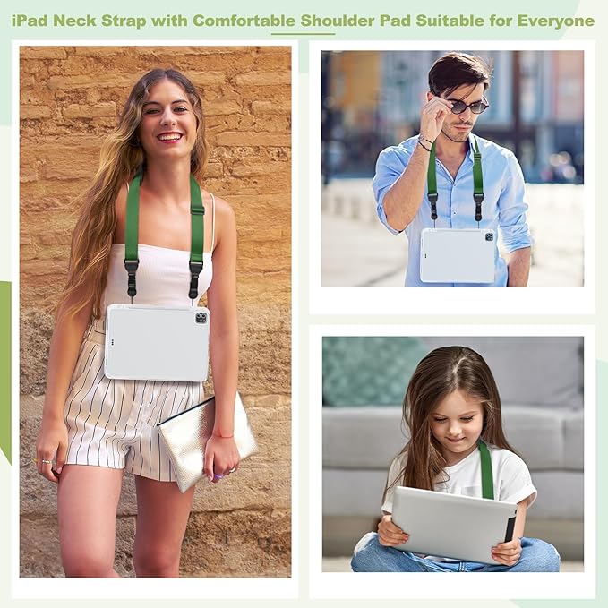 Universal Shoulder Strap, Removable Neoprene Padded Camera Strap, Adjustable Neck Lanyard for iPad, Binocular, Tablet Case, Camera, Luggage Bag (Dark Green Universal Shoulder Strap)