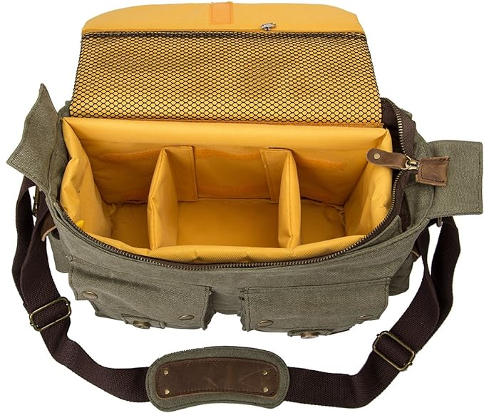 Men's Lightweight Vintage Waterproof Canvas DSLR SLR Shockproof Camera Shoulder Messenger Bag Sling Bag