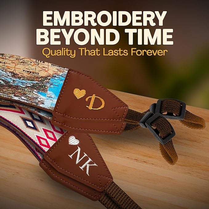 Art Tribute Camera Strap for All DSLR and Mirrorless Cameras. Add Your Name Or Initials Make It a Personalized Gift