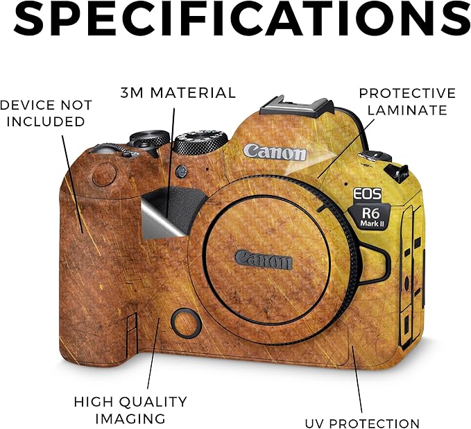 Carbon Fiber Camera Skin Compatible with Canon EOS R6 Mark II Camera (2022) - Textured Gold - Premium 3M Vinyl Protective Wrap Decal Cover - Easy to Apply | Crafted in The USA by MightySkins