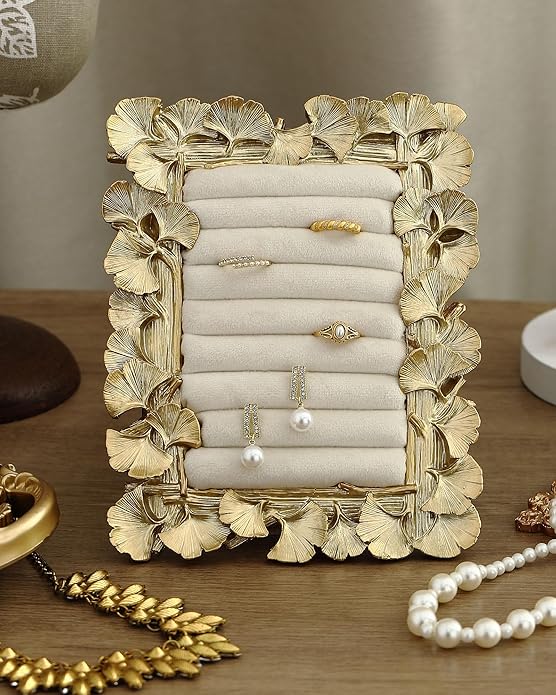 Jewelry Display Stand Vintage Necklace Organizer Ring Holder Earring Tray Resin Jewelry Photography Props Frame with Velvet Backing for Gifts