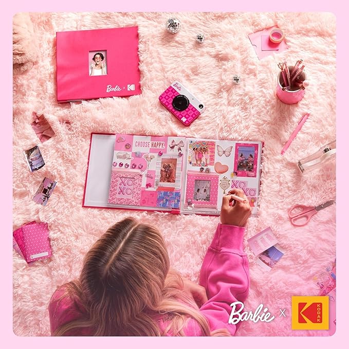 Kodak x Barbie Printomatic Full-Color Instant Print Digital Camera, 5MP Portable Barbie Camera, Zink 2x3 (5.1x7.5 cm) Sticky-Back Photo Paper, Gift for Christmas, Holiday, Birthday, Iconic Style