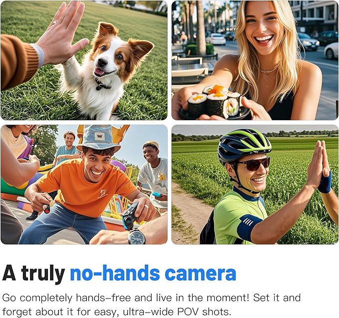 Meoilkolnm Mini Body Camera, Wearable Action Body Cam, Thumb Size Hands Free Recording Body Worn Camera, Premium Portable Camcorder Mount Anywhere for Pet Walking, Work, Travel (White, 128GB)