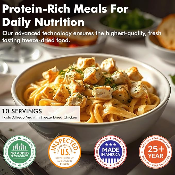 Numanna Family Pack with Meat Bucket 146 Servings | 1-Month Emergency Protein-Rich Meals | Easy to Prepare for Everyday Use, Prepping & Camping | 25+ Year Shelf Life | Made in USA | Food-Grade Bucket