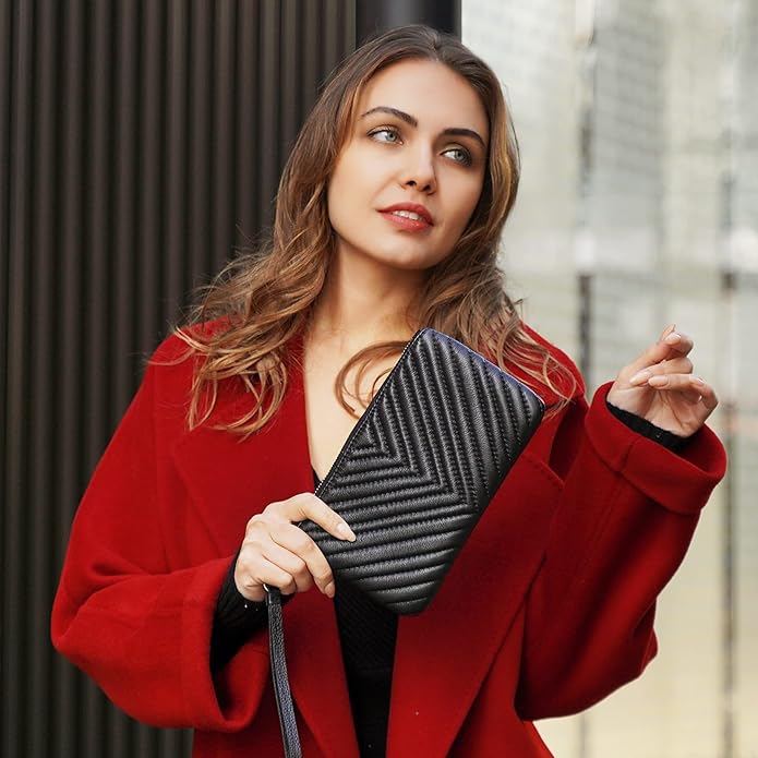 befen Genuine Leather Wristlet Clutch RFID Blocking Bag Cell Phone Wallet Purse Wristlet Wallet Purses and Handbags for Women