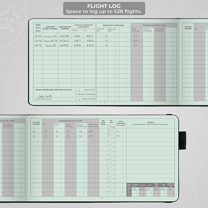 Clever Fox Pilot Logbook – Hardcover Flight Log Journal for Professional & Student Pilots – Aircraft Record Book, Aviation Gifts & Gear (Runway Black)