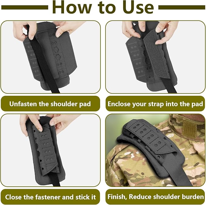 Archerest 2 Pack Tactical Plate Carrier Shoulder Pads, Soft Vest Shoulder Strap Cushion, Mesh Breathable Strap Pad for Backpack