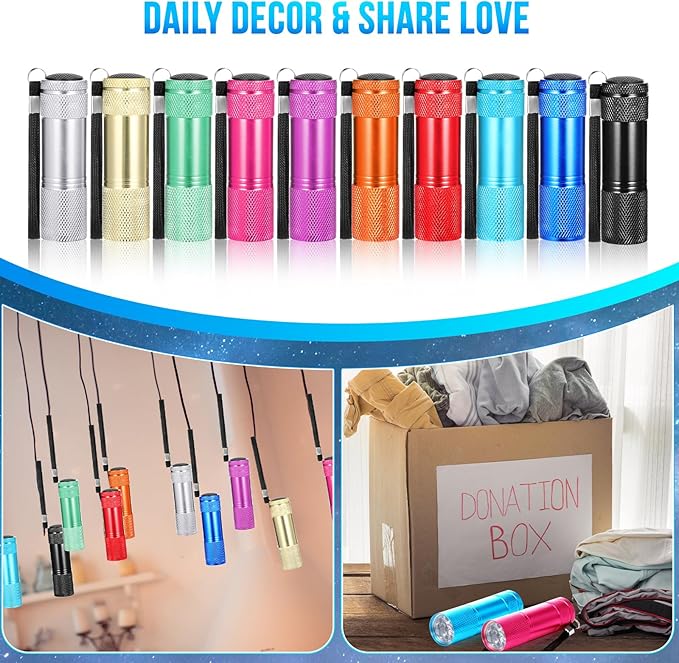 VIHOSE 100 Pcs Mini Flashlights Bulk Valentines Classroom Gifts Flashlight Aluminum LED Handheld Torches for Party Favors Night Reading Camping Emergency Gifts, Batteries Not Included(Bright Color)