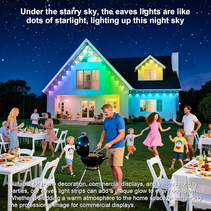 Permanent Outdoor Lights,100FT RGB Eave Light,IP67 Waterproof Lighting for House,Smart LED with App/Remote Control for Outdoor Decor,Garden Decor,Party,Holiday