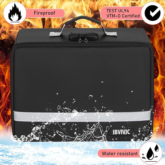 IBVIVIC Fire-resistant Photo Storage Box, Photo Organizer with Lock, Portable Photo Storage Containers Suitable for Storing 16pcs 4" x 6" Photo Cases (Box Only)