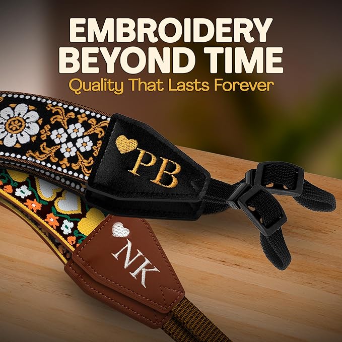 Art Tribute Camera Strap for All DSLR and Mirrorless Cameras. Add Your Name Or Initials Make It a Personalized Gift