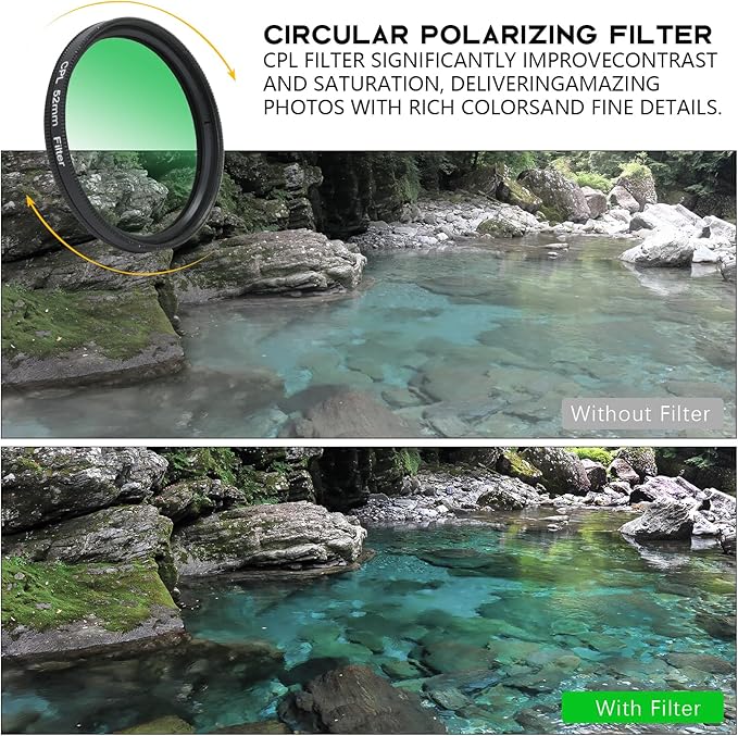 52MM CPL Filter - Clip-on Circular Polarizer Lens Filter, Ultra Slim Multi-Coated, Compatible with iPhone 15 14 13, Samsung, Google Pixel & Other Smart Phones