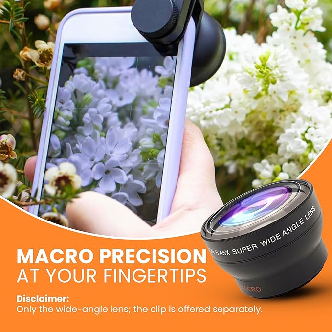 iOgrapher 37mm Wide Angle Lens for iPhone and Smartphones - Macro Lens and Wide Phone Lens - Macro Lens for iPhone and Other Smartphones - Camera Lens for Phone - Comes with Leather Case Bag