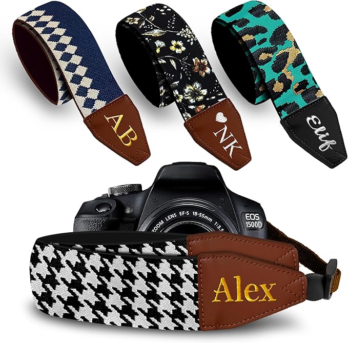 Art Tribute Camera Strap for All DSLR and Mirrorless Cameras. Add Your Name Or Initials Make It a Personalized Gift