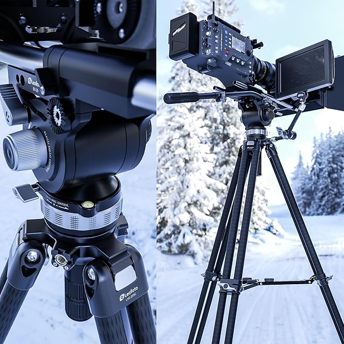 Leofoto Heavy Duty Video Camera Tripod Fluid Drag Pan Head with Arca Plate for DSLR Camera,Camcorders, 360° Rotating Tripod Head with Pan Lock, Load up to 33lbs (BV-20)