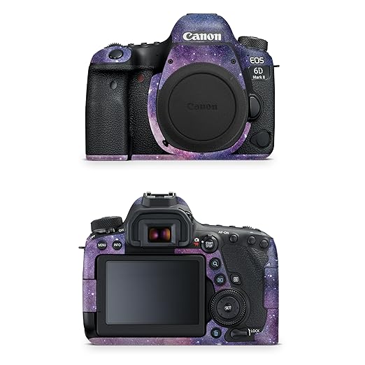 Glossy Glitter Camera Skin Compatible with Canon EOS 6D Mark II Camera (2017) - Violet Stars - Premium 3M Vinyl Protective Wrap Decal Cover - Easy to Apply | Crafted in The USA by MightySkins