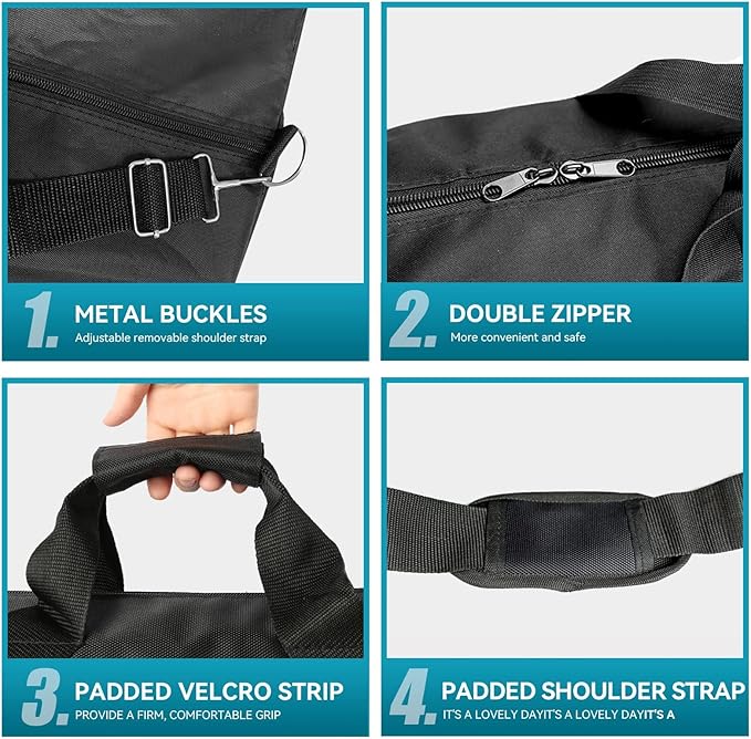 39" Long Tripod Carrying Bag for Speaker and Light Stands, Mic/Microphone Poles - with Adjustable Shoulder Strap, Heavy Duty Handle and Double Zipper