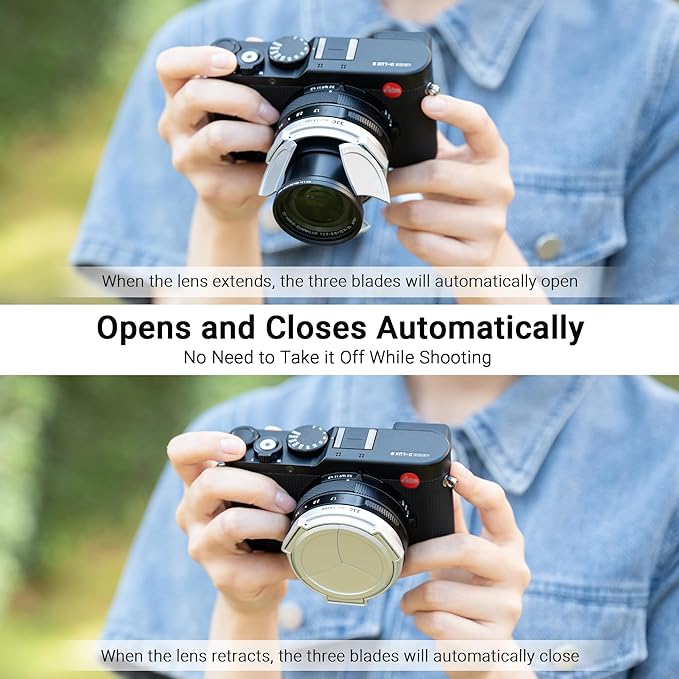 Auto Open and Close D-LUX8 Lens Cap Protector for Leica D-LUX 8 D-LUX 7 (Typ 109) Panasonic Lumix DMC-LX100 II DC-LX100M2 Replace DMW-LFAC1 Automatic Lens Cap, Fit Filter Thickness Below 8mm - Silver