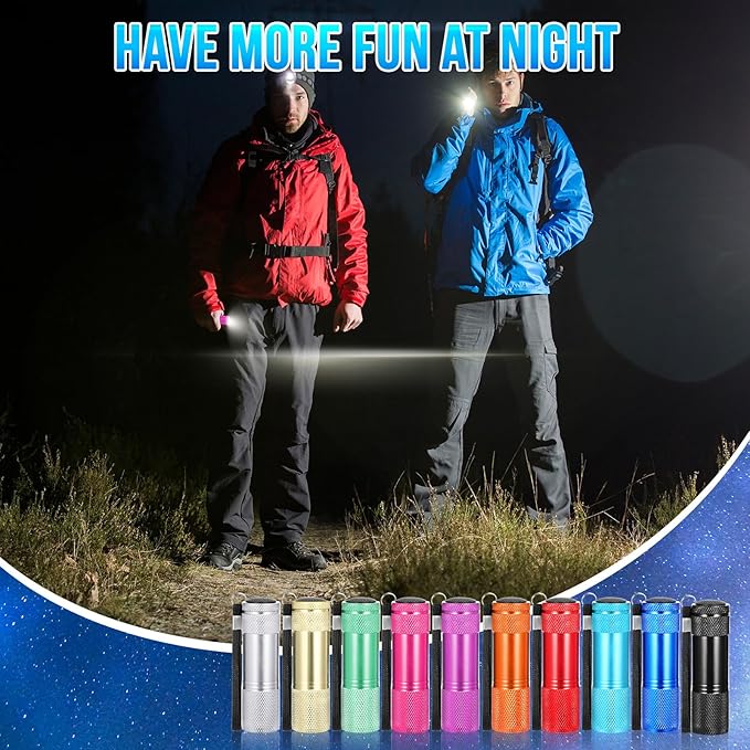 VIHOSE 100 Pcs Mini Flashlights Bulk Valentines Classroom Gifts Flashlight Aluminum LED Handheld Torches for Party Favors Night Reading Camping Emergency Gifts, Batteries Not Included(Bright Color)