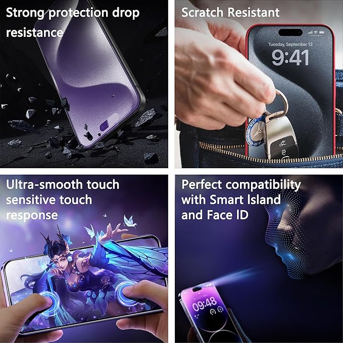 SHANG PIN JIA 2 Pack Anti Blue Light Matte Screen Protector for iPhone 12 and iPhone 12 Pro 6.1-Inch Auto Dust Removal, No Bubbles, Tempered Glass Film, Easy Installation