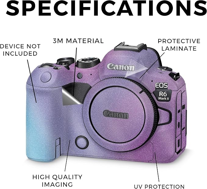 Glossy Glitter Camera Skin Compatible with Canon EOS R6 Mark II Camera (2022) - Purple Fog - Premium 3M Vinyl Protective Wrap Decal Cover - Easy to Apply | Crafted in The USA by MightySkins