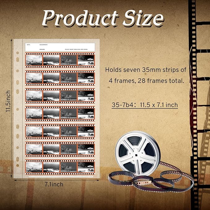 100 Pcs 35-7b4 Film Negative Sleeves Negative Page Preserver Film Negative Storage Archival Storage Sheet for Organizing Films