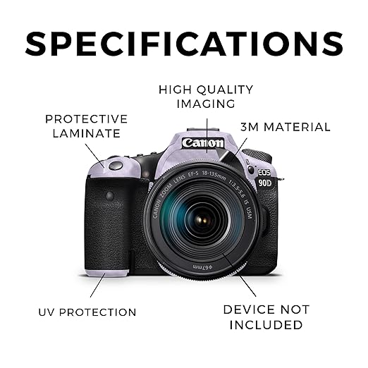 Carbon Fiber Camera Skin Compatible with Canon EOS 90D Camera (2019) - Solid Lilac - Premium 3M Vinyl Protective Wrap Decal Cover - Easy to Apply | Crafted in The USA by MightySkins