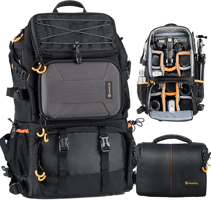 TARION 27L Extra Large Camera Backpack - 2 in 1 Professional Camera Bags for Photographers with 15.6" Laptop Compartment & Waterproof Raincover & Tripod Holder (PB01)