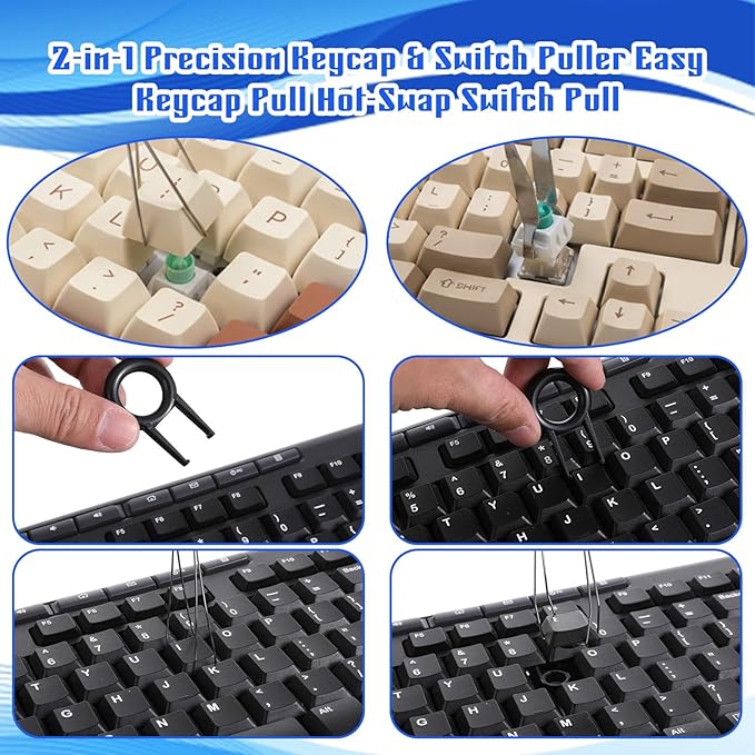 9 Pcs Keyboard Cleaning Kit with Keycap Puller & Switch Puller, Mini Keyboard Cleaner Tool Kit PP Handle Nylon Anti Static Electronic Dust Cleaning Brush for Mechanical Keyboard