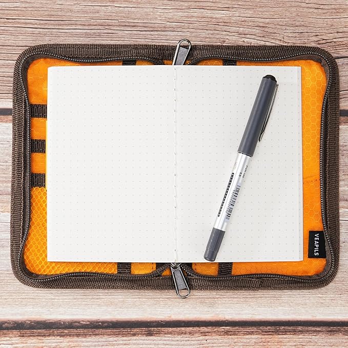 Pocket Journal Cover with Field Book, Waterproof Pocket Notebook Cover with Zipper for Journal Planner, Small Notebook Holder for Field Notes & Moleskine Cahier 3.5" x 5.5" - Mini Field Journal