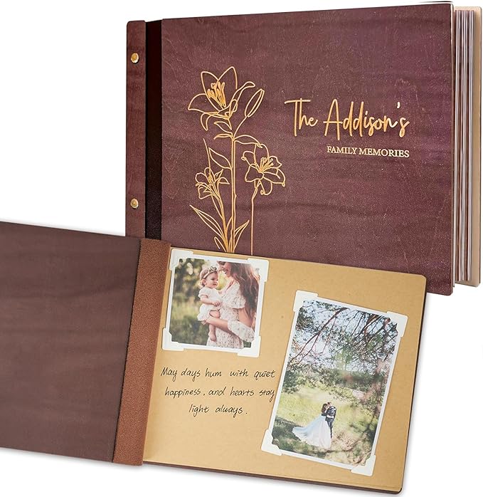 Personalized Wooden Memory Book, Custom Wedding Photo Album Scrapbook, Retro Family Photo Album, Wedding Scrapbook Perfect Keepsake Gifts Anniversary Memory