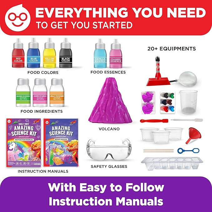 Doctor Jupiter Girls' First Amazing Science Kit for Kids Ages 4-5-6-7-8 | Birthday Gift Ideas for 4+ Year Old Girls | Learning & Educational Projects | STEM Toy with 100+ Experiments