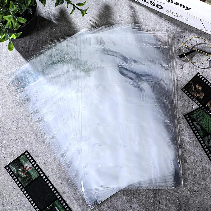 100 Pcs 35-7b4 Film Negative Sleeves Negative Page Preserver Film Negative Storage Archival Storage Sheet for Organizing Films