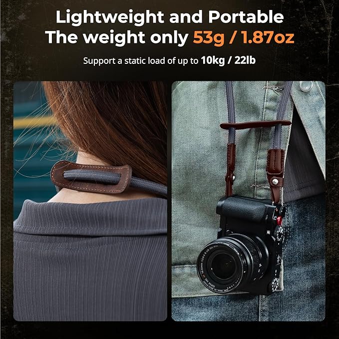 SMALLRIG Rope Camera Neck Shoulder Strap, Adjustable Braided Shoulder Strap with O-Ring and Leather Pad
