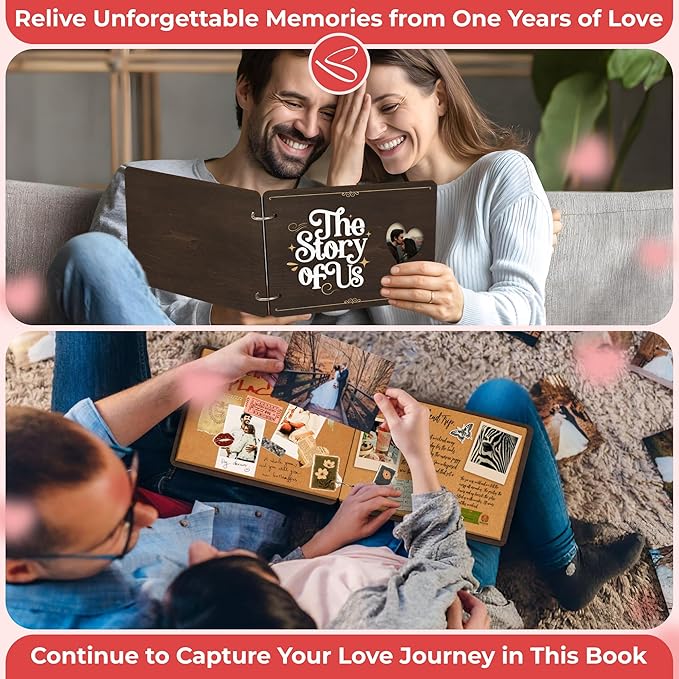 Stofinity The Story Of Us Anniversary Scrapbook - Couple Photo Album Journal, Wedding Gifts For Couples 2025, Anniversary Relationship Gifts For Him Her, Christmas Valentine Day Gift For Wife Husband