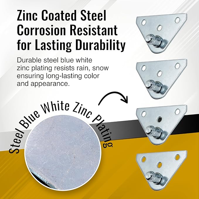 10MM Ball Stud Mounting Silver Bracket for Gas Struts - Heavy Duty Lift Support Shock Brackets with Stainless Steel Screws - Ideal for Spring Hood Struts & Closer Piston Prop Mounts – x4 Flat