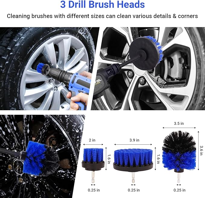 BIBIRE 26pcs Car Detailing Brush Set, Car Washing Kits with Detailing Brushes, Car Cleaning Kit Car Windshield Cleaning Accessories for Car Care, Windshield, Interior, Exterior, Air Vents, Wheels