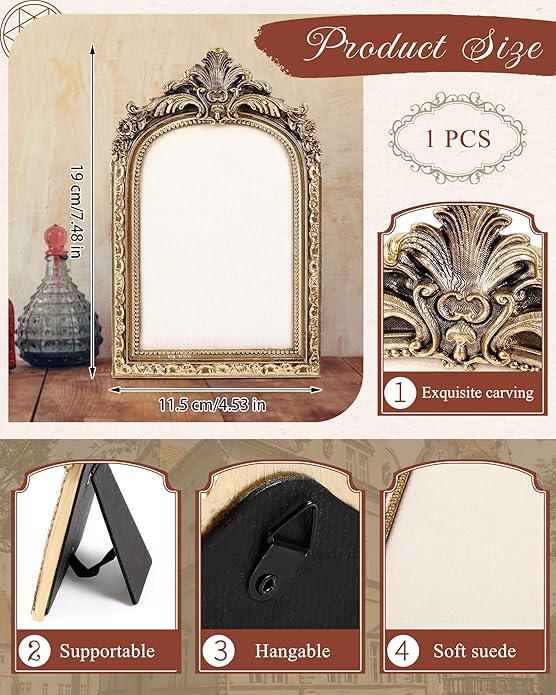 Jewelry Display Stand Vintage Necklace Organizer Ring Holder Earring Tray Resin Jewelry Photography Props Frame with Velvet Backing for Gifts