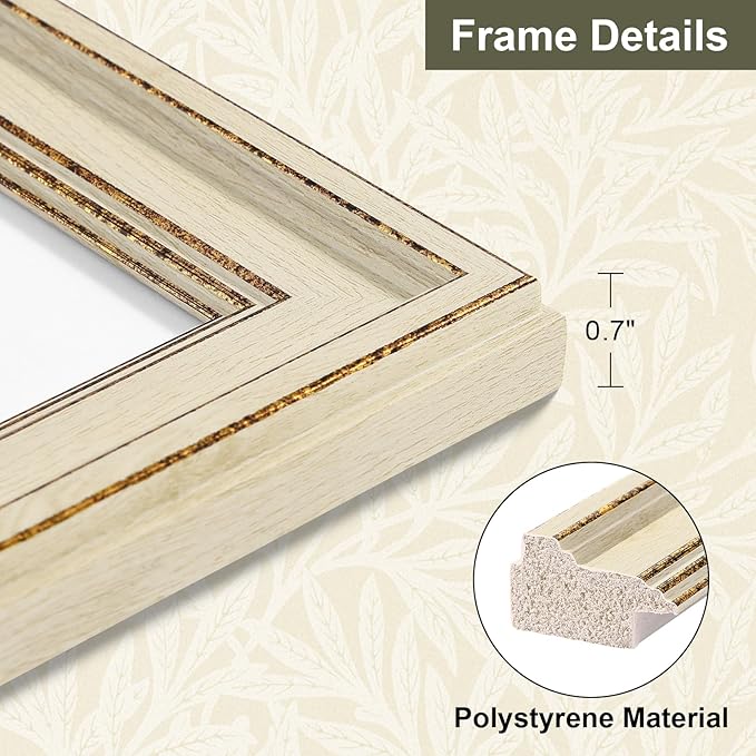Vittanly 5x7 Picture Frame Set of 4, Vintage Photo Frame for Wall or Tabletop, Display 5x7 Pictures, Rustic Farmhouse Home Decor, Rustic White
